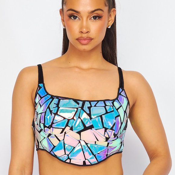 Hot & Delicious Other - Digital Glare Holographic Crop Top